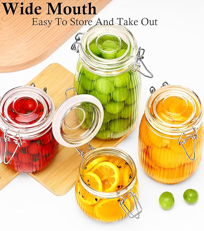 Glass Jars With Airtight Lid 16 Oz-2 Set Thicken Sealed Food Storage Canister With Airtight Lid Leakproof Wide Mouth Kitchen Storage Jar For Coffee Beans Nuts Baking Goods Tea Spice Cereal Fruits