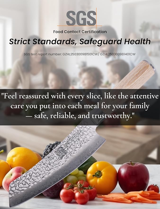 7" 67-Layer Genuine Damascus Santoku Knife, SGS Lab-Verified Sharpness & Edge Retention, Ergonomic Balanced Handle, Ideal for Home Use & Gifting