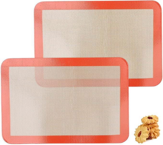 Quarter Sheet Silicone Baking Mats, 7-7/8"x 11-4/5" Food Grade Liquid Silicone Mats, Non-Stick Reusable Cookie Sheet Liners for Quarter Bake Pan for Cake/Toast/Pastry/Cookie/Bun/Bread(2PCS)