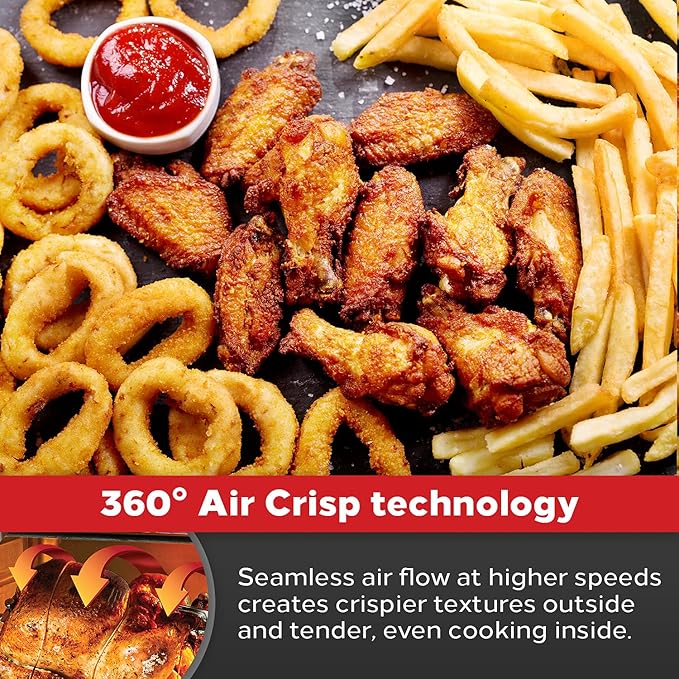 Emeril Lagasse Everyday 360 Stainless Steel Air Fryer, 360° Quick Cook Technology, XL capacity, 9-in-1, 12 Pre-Set Cooking Functions including Bake, Rotisserie, Broil, Pizza, Slow Cook, Toaster