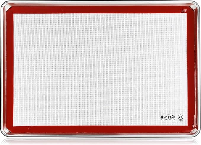 New Star Foodservice Commercial 18-Gauge Aluminum Sheet Pan and Silicone Baking Mat Set, 18 x 26 inch (Full Size)