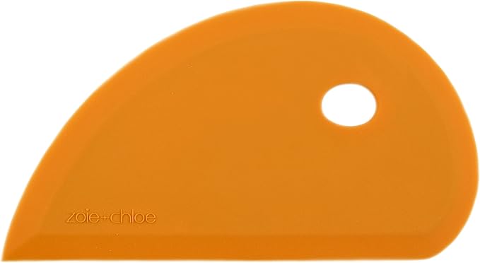 Zoie + Chloe Multipurpose Silicone Bowl Scraper - Dough Scraper for Cleaning Mixing Bowls, Baking Pan - Silicone Scraper Spatula For Painting, Smoothing, Frosting, Cake Decorating - Orange, 7x3.75"