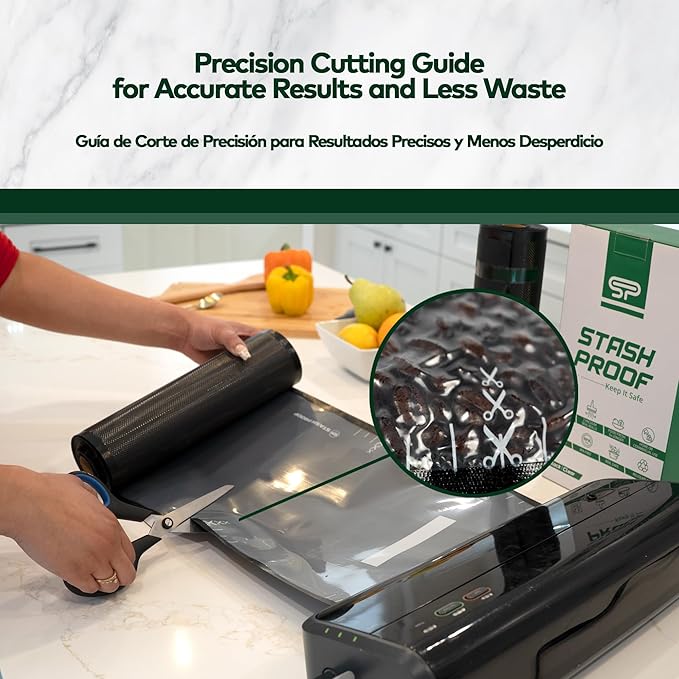 Vacuum Seal Rolls 11" x 25' 2 Pack (50 Feet Total) (Black and Clear) 5.5 Mil - BPA Free Commerical Grade Food Saver for Storage, Sous Vide, and Meal Prep Sealer Bag