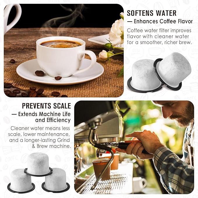 Qualirey 10 Pack Coffee Water Filter Replacement, Compatible with Café and GE Profile Grind & Brew Machine, Charcoal Coffee Filter Cartridges, Replacement for C7CGFLTR, Replace Every 3 Months