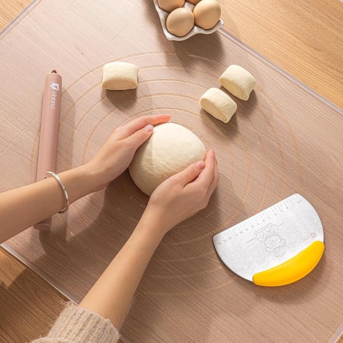 Silicone Baking Mat, Silicone Pastry Mat 19.69"×15.75" Extra Thick Non Stick Baking Mat Food Grade Silicone Dough Rolling Bake Mat with Edge Heightening - High Transparency