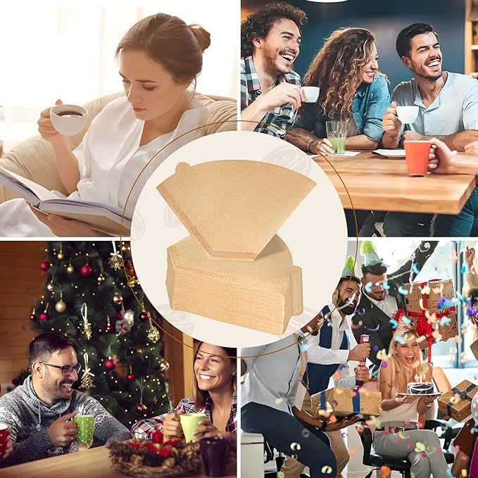 Coffee Filters #4, 200PCS 4 Cone Paper Coffee Filter 8-12 Cup, Unbleached Brown Reusable No 4 Filters Fits for Pour Over and Drip Coffee Maker, Suitable for Home, Coffee Shop Small Business
