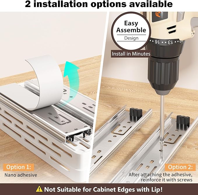 Pull Out Spice Rack Organizer for Cabinet, 2 Pack Widen Slide Out Spice Racks Organizer, Spice Cabinet Organizers, Cabinet Size Need:12'' Highx11'' Deepx6.75'' Wide,Hold 15 Spice Jar Each Tier-2Tier