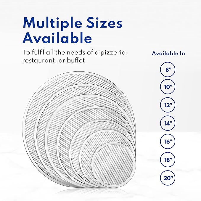 New Star Foodservice 50974 Restaurant-Grade Aluminum Pizza Baking Screen, Seamless, 16-Inch, Pack of 6