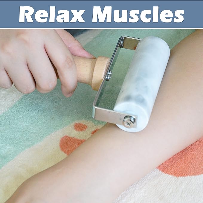 Tianman Small Marble Rolling Pin Pizza Roller, Marble Pastry Roller Non-Stick T-Type, For Cake Baking Tortilla Fudge Pizza Cookies and Other Kitchen Baking Cooking (Type 1 White).