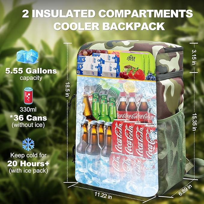 Backpack Coolers Insulated Leak Proof, 36 Cans Large Cooler Backpack Insulated Waterproof. Soft Cooler Bag for Beach Travel Outdoor Camping Picnic