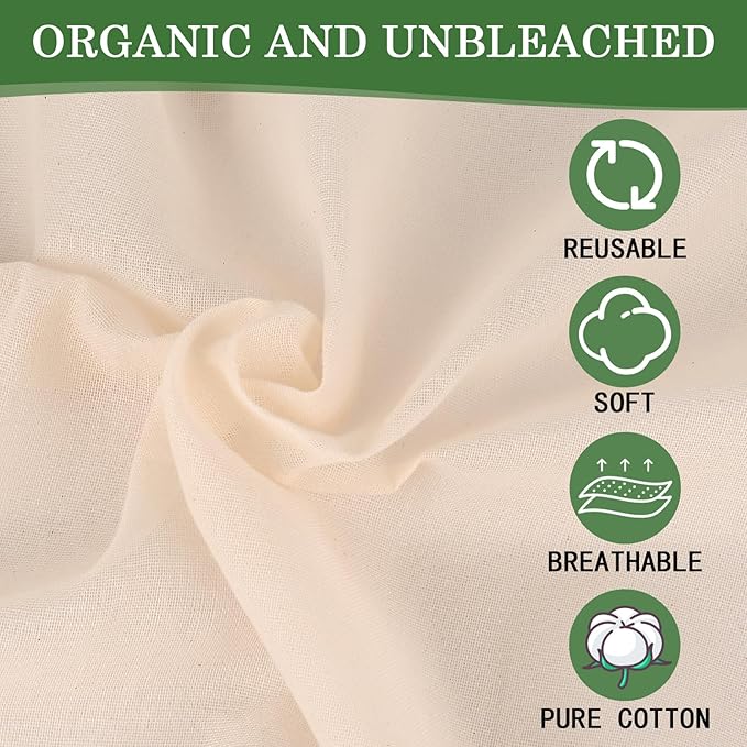 WMKGG Cheese Cloth, 9 PCS,20x20 Inch, Precut Cheesecloth for Straining, Hemmed 4 Edges, Grade 100, Reusable Unbleached Fine Mesh Cotton for Cooking, Juicing, Cheese Making, Baking, Yogurt