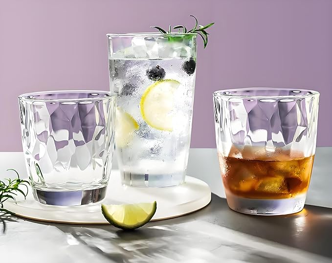 15 Oz Unbreakable Tritan Drinking Glasses Shatterproof Acrylic Glasses Drinkware BPA Free Hard Plastic Cups Reusable Kitchen Water Glasses Drinking Set of 8 (Clear)