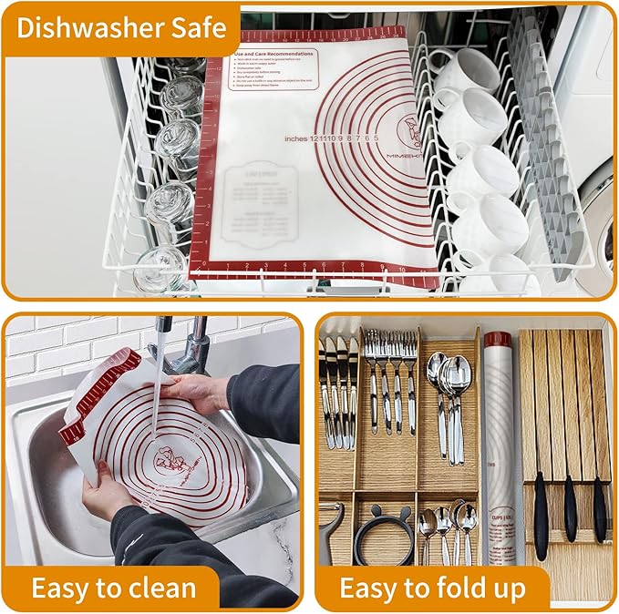 Silicone Baking Mat,Non Stick Pastry Dough Mat for Rolling, Macarons Baking Mat, Pie Crust Bread Pizza Mat, Counter Mat