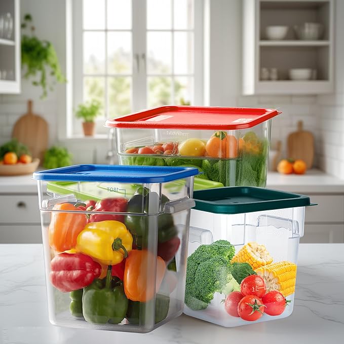 4 Pack 18 Quart Food Storage Containers with Lids, Polycarbonate Square Commercial Food Containers, NSF, Clear, New Version