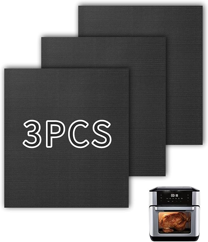 3 Pack Oven Liners for Bottom of Electric Gas Oven, Non-Stick Air Fryer Liners Reusable Teflon Baking Sheets Compatible with Instant Pot 10 Qt Air Fryer Accessories Baking Mat