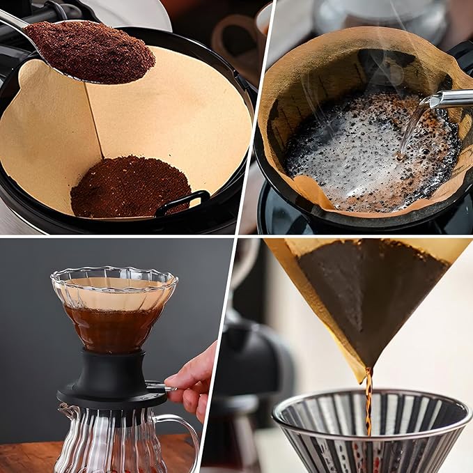 Coffee Filters 2, 200PCS V60 Coffee Filters, Unbleached Natural Brown Pour Over Cone Paper Reusable Filter 2-4 Cup, Fits for Pour Over and Drip Coffee Maker Home, Coffee Shop, Small Business