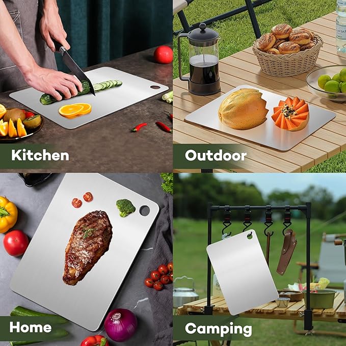 Titanium Cutting Board 0.08" Thick - 100% Pure GR1 Titanium Cutting Boards for Kitchen |Durable and Double-Sided Cutting Boards for Meat, Fruits and Vegetables | Dishwasher Safe (15" x 10" x 0.08")