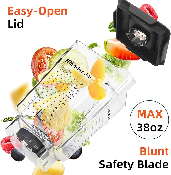 90 oz Replacement Jar Compatible with Blendtec Blender, Container Pitcher Fits All Consumer and Commercial Models, Includes Blade and Lid