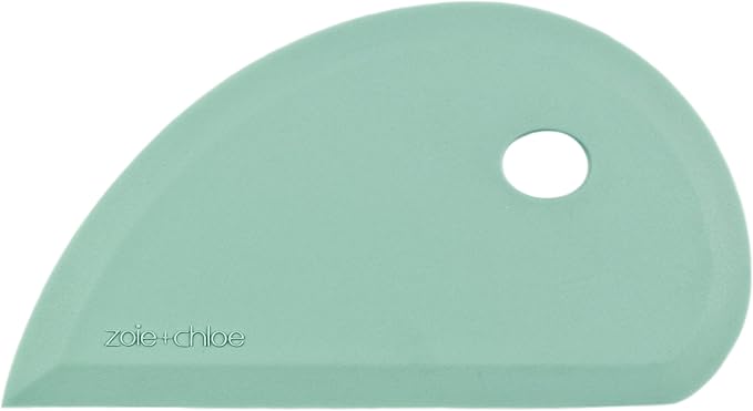 Zoie + Chloe Multipurpose Silicone Bowl Scraper - Dough Scraper for Cleaning Mixing Bowls, Baking Pan - Silicone Scraper Spatula For Painting, Smoothing, Frosting, Cake Decorating - Blue, 7x3.75"