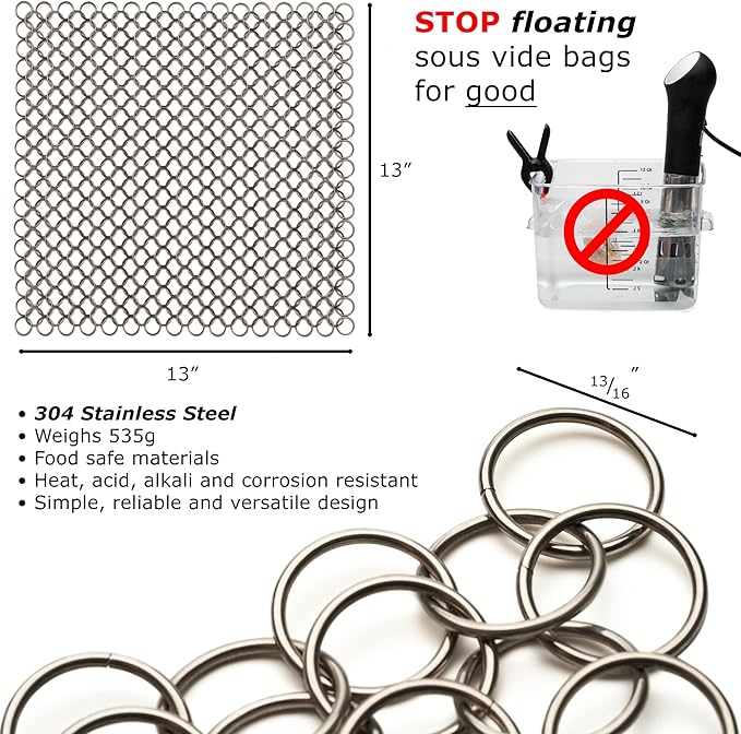 Sous Vide Sinker Food Grade Weights (1.2 LB) Heavy-Duty Stainless Steel Weights with Clips for Precise Cooking - Food Grade Sous Vide Accessory - Safe and Convenient Sous Vide Cooking Solution