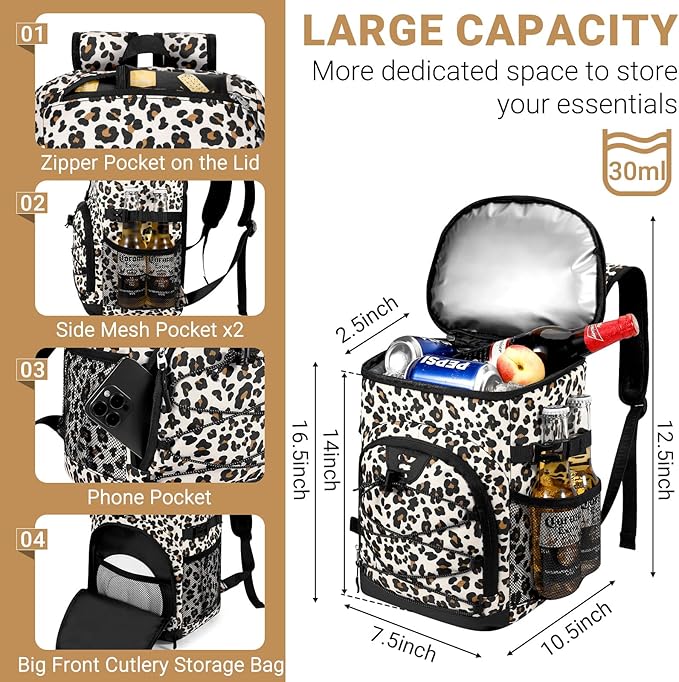 Cooler Backpack, Lightweight and Soft Backpack Cooler for Men Women, Insulated Lunch Bag for Camping Traveling Hiking