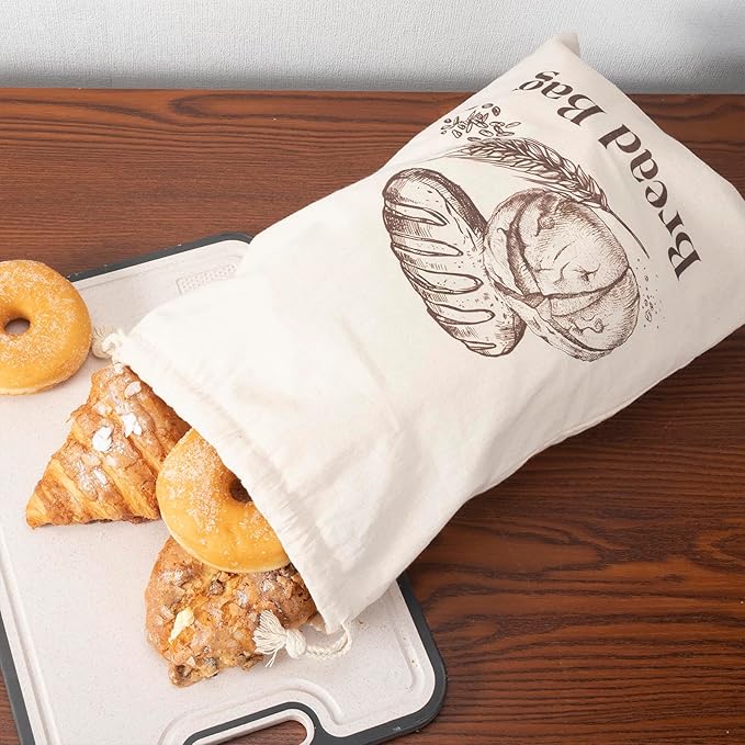 2 Pack Cotton Bread Bags for Homemade Bread, Large sourdough bread bags with TPU Lining, 12 X18 Inches Reusable Food Storage Bags (2)