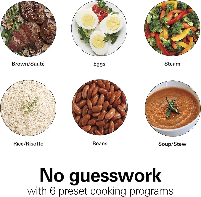 Hamilton Beach 6-in-1 Electric Pressure Cooker with Temperature Probe, Slow Cooks, Sautés, Browns, Steams, Rice Function, Egg and More, 6 Quart Capacity, Stainless Steel (34506)