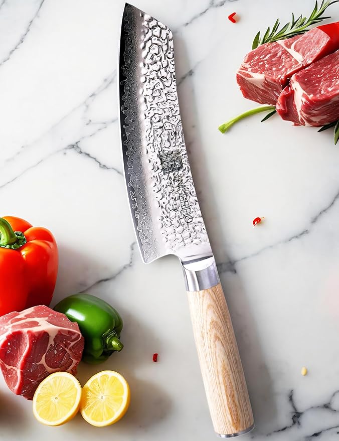 7" 67-Layer Genuine Damascus Santoku Knife, SGS Lab-Verified Sharpness & Edge Retention, Ergonomic Balanced Handle, Ideal for Home Use & Gifting