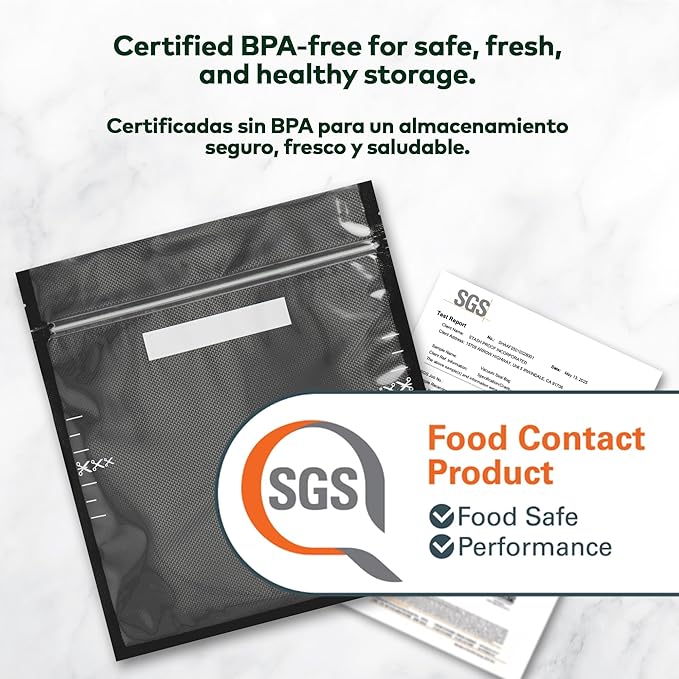 11" x 12" Recloseable Zip Storage Vacuum Seal Bag (Black and Clear) (100 Count) 5.5 Mil Durable - BPA Free Food Grade Reusable Resealable Zipper Reclosable Zip Poly Coins, Snacks, herbs