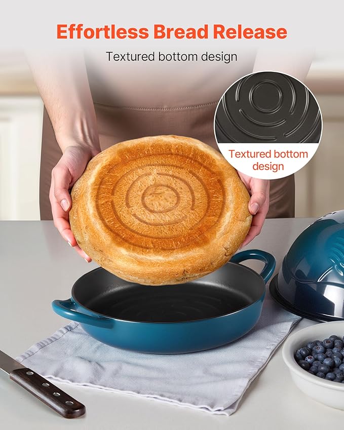 VEVOR Enameled Cast Iron Dutch Oven, 5 Quart Pot for Sourdough Bread Baking, Heavy-Duty Cookware Pan with Lid and Dual Handles, Oven Induction Compatible up to 500℉, for Cooking Roasting