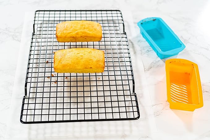 Bakerpan Silicone Mini Loaf Pans for Baking, Mini Cake Pans, 4.5 Inch Baking Pan, Reusable Baking Mold - Set of 4