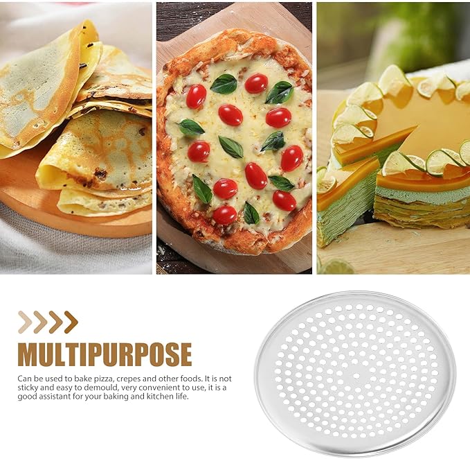 Yardwe Perforated Pizza Baking Tray 10-Inch Stainless Steel Pizza Pan with Holes Ideal for Home Oven and Restaurant Use