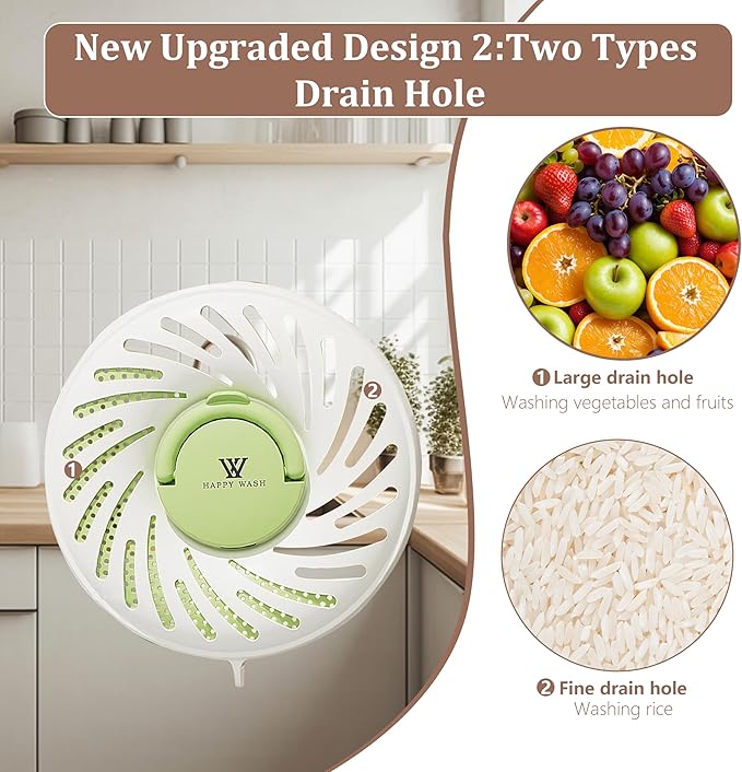 2 Pcs Multi Purpose Drain Basket with Lid, Collapsible Handle 2 in 1 Draining and Preservation Basket, Fruit Washing Bowl with Strainer, Colander for Suitable for Wash Berry, Vegetables