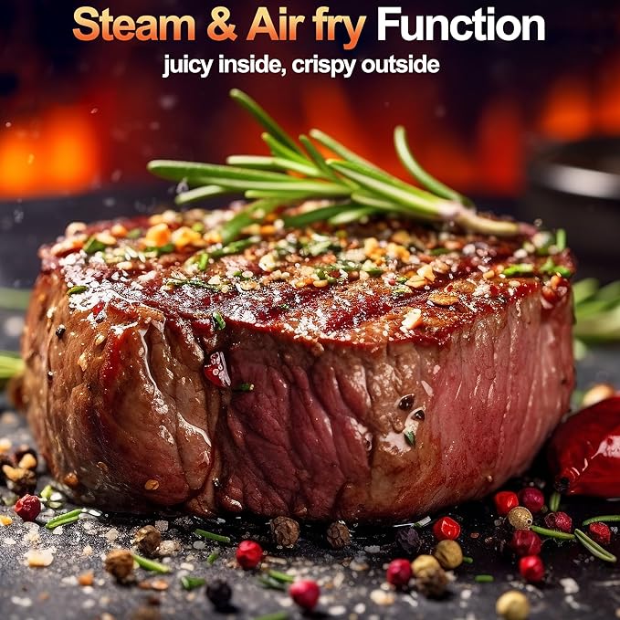 Steam Air Fryer, Non Toxic,12-IN-1 Large Air Fryers with Superior Airflow, Self-cleaning Smart Digital Fryer, Air Fry, Roast, Reheat, Dehydrate, Air Crisp Technology with 420F for Hot,7.5 QT