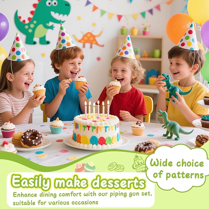FANTEXY Dessert Decorating Syringe Set, Icing Piping Kit Stainless Steels Cake Decorating Tools 6 Piping Icing Nozzles Cupcake Decorating Kit