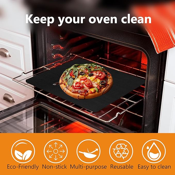 UBeesize 4 Pack Thickened Oven Liners for Bottom of Oven BPA & PFOA Free, Reusable 16x24 Inch Heavy Duty Non Stick Teflon Oven Mats, Fit Electric Gas Toaster Convection Microwave Ovens Grills