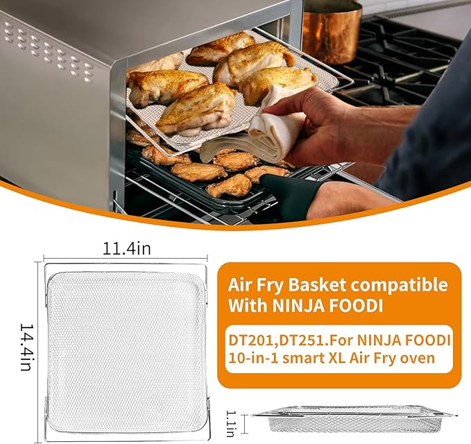 Air Fryer Oven Basket Replacement Baking Trays for Ninja Foodi DT251 DT201 Series Air Fryer Oven, Mesh Basket,Air Fryer Accessories for Ninja Foodi 10-in-1 Smart XL Air Fry Oven