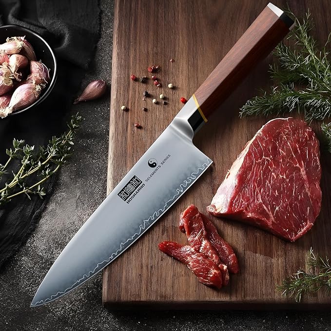 Chef Knife 8 Inch, Japanese High Carbon Steel Kitchen Knife Ultra Sharp Cooking Knife, Professional Chef's Knife with Ergonomic Red Sandalawood Handle