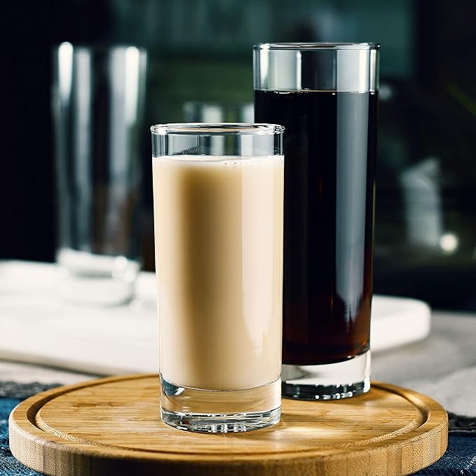 LUXU Premium Highball Drinking Glasses (Set of 6)-7 oz Tom Collins Glasses,Clear Tall Glass Cups,Cute Cocktail Glasses,Lead-free Water Glasses Bar Glassware for Mojito Beverages and Mixed Drinks