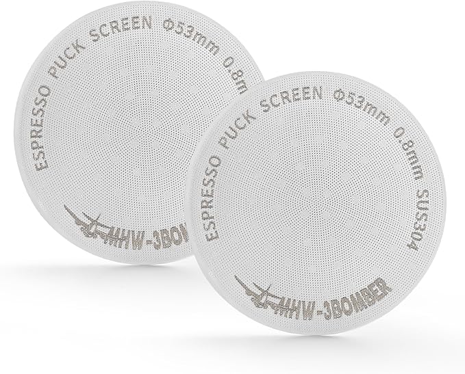 MHW-3BOMBER 53mm Espresso Puck Screen 2 Packs Metal Coffee Filter Reusable Espresso Filters for 54mm Portafilter Basket 0.8mm Thickness FG7009M-OS