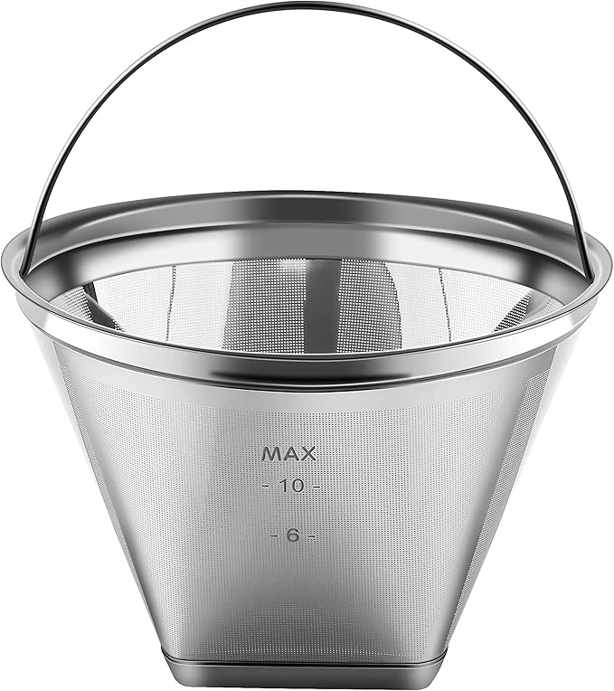 Reusable #4 Cone Shape Coffee Filter Permanent 6-10 Cup Stainless Steel Coffee Filter for Cuisinart Maker Ninja Coffee Bar Brewer -BPA Free