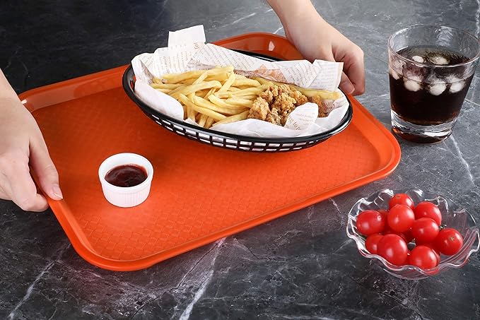 New Star Foodservice Fast Food Tray, Set of 12 (Orange, 10 by 14 Inch)