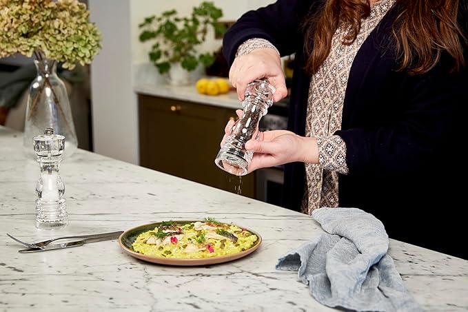Cole & Mason London Refillable Spice Mill - Kitchen & Home Accessory - Salt & Pepper Grinder Set - Salt Mill with Ceramic Mechanism - Pepper Mill with Carbon Steel Mechanism - 7", Acrylic