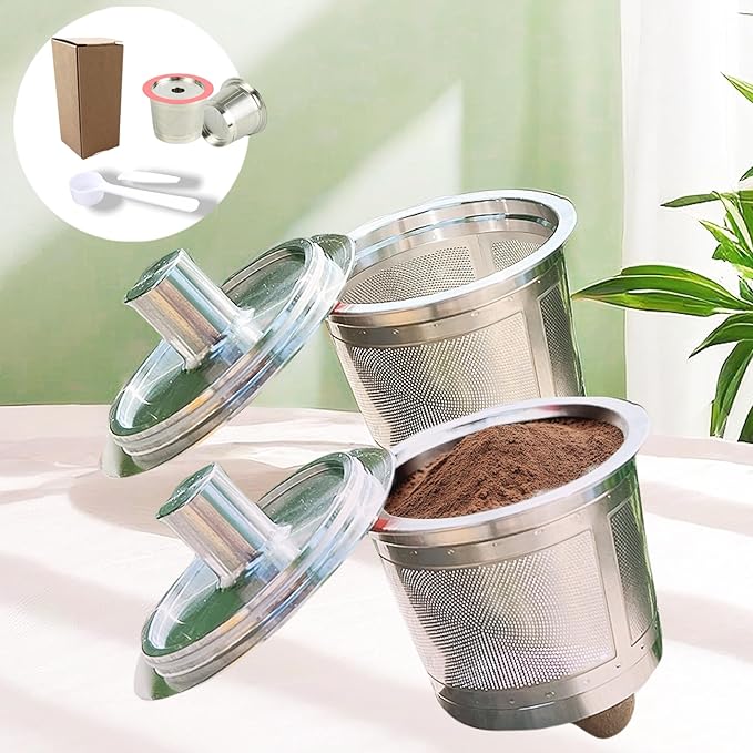 2 Pack Reusable K Cups for Keurig, Stainless Steel Reusable K Pods Coffee Filter, Refillable K Cups Compatible with Keurig 2.0 and 1.0 (2 Pack)