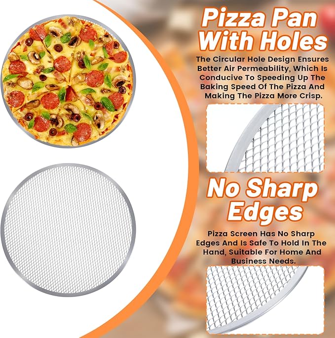 Tobeelec 4 Pcs Aluminum Pizza Screen Set, Alloy Seamless Pizza Screen, Non Stick Aluminum Mesh Baking Tray for Oven, Seamless, Rust-Free, Durable Baking Trays for Crispy Crus(8/10/12/14 Inch)