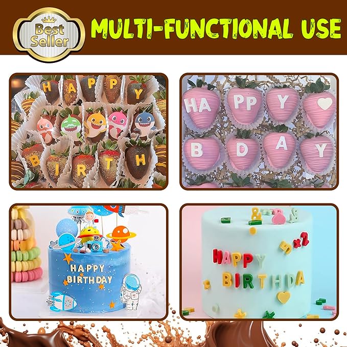 Silicone Letter Mold Chocolate Molds - Non-Stick Letter Chocolate Mold, Made of Food Grade Silicon, Perfect for Cake Decoration, Candy, Chocolate, Birthday Party - 4 Pack