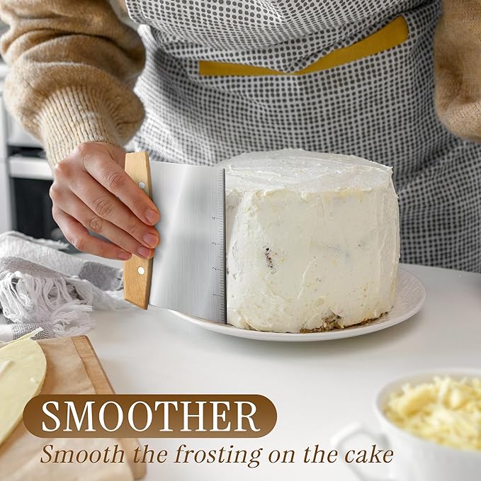 Multipurpose Bench Scraper, Dough Scraper and Dough Cutter for Flat Top Griddle, Bread, Pizza, and Pastry – Stainless Steel Griddle Scraper Chopper for Baking and Cooking