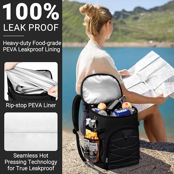 Cooler Backpack, Lightweight and Soft Backpack Cooler for Men Women, Insulated Lunch Bag for Camping Traveling Hiking