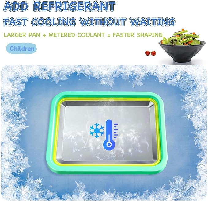 Mini Rolled Ice Cream Maker, Frozen Yogurt Rolls Tray, Instant Cold Plate Ice Cream Maker, Homemade DIY Smoothies, Ideal for Family Hands-on Activities (Mint Green)