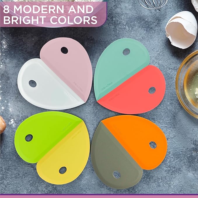 Zoie + Chloe Multipurpose Silicone Bowl Scraper - Dough Scraper for Cleaning Mixing Bowls, Baking Pan - Silicone Scraper Spatula For Painting, Smoothing, Frosting, Cake Decorating - Yellow, 7x3.75"